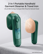 2-in-1 Portable Handheld Garment Steamer & Travel Iron | Dry & Wet Ironing | Compact Mini Press for Home & Travel