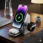 New Upgrade 3-in-1 Magnetic Wireless Charger Stand for iPhone 16/15/14/13 Series, Apple Watch & AirPods – Fast Charge Dock