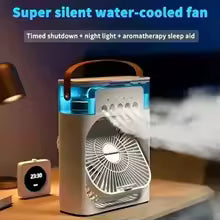 3-in-1 Mini Air Cooler Fan Humidifier – Silent Cooling with Night Light & Timer